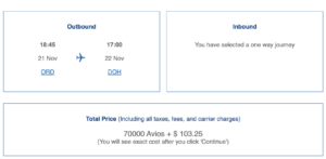 ORD to DOH bookable via British Airways for 70,000 Avios.